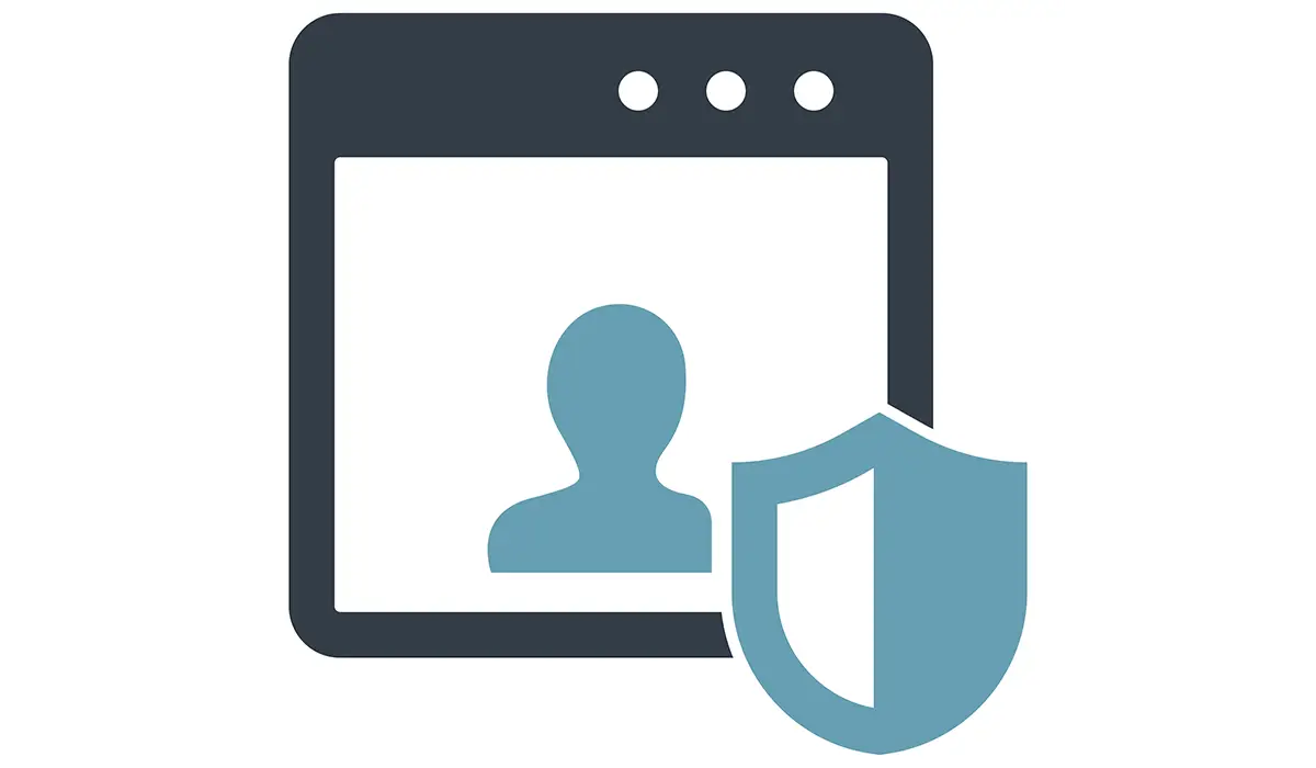 Symbol einer Webseite mit einem Benutzerprofil und einem Schutzschild